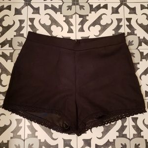Black faux suede shorts